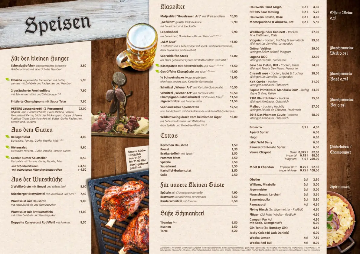 Speisekarte - PETERS Alm